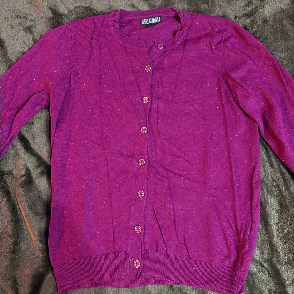 Nicole Miller Women’s Magenta Button Up Cardigan Size Medium